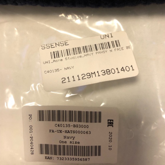 Acne Studios navy Pansy beanie - Picture 3 of 3